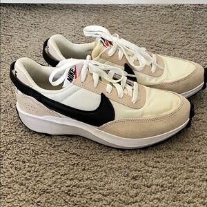 Nike Waffle Debut Sneakers - Cream and Black, Size 7.5M